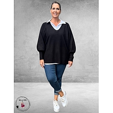 NO.1 BY OX Trui V-Hals Black